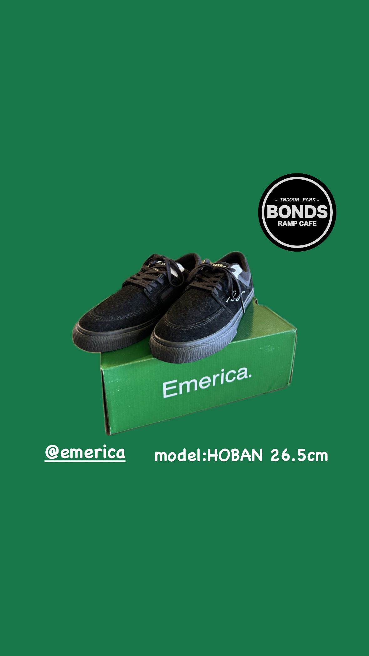 【即納】EMERICA HOBAN 26.5cm ブラック 黒 スケシュー BMX スケートボード 衝撃吸収モデル エメリカ シューズ ★