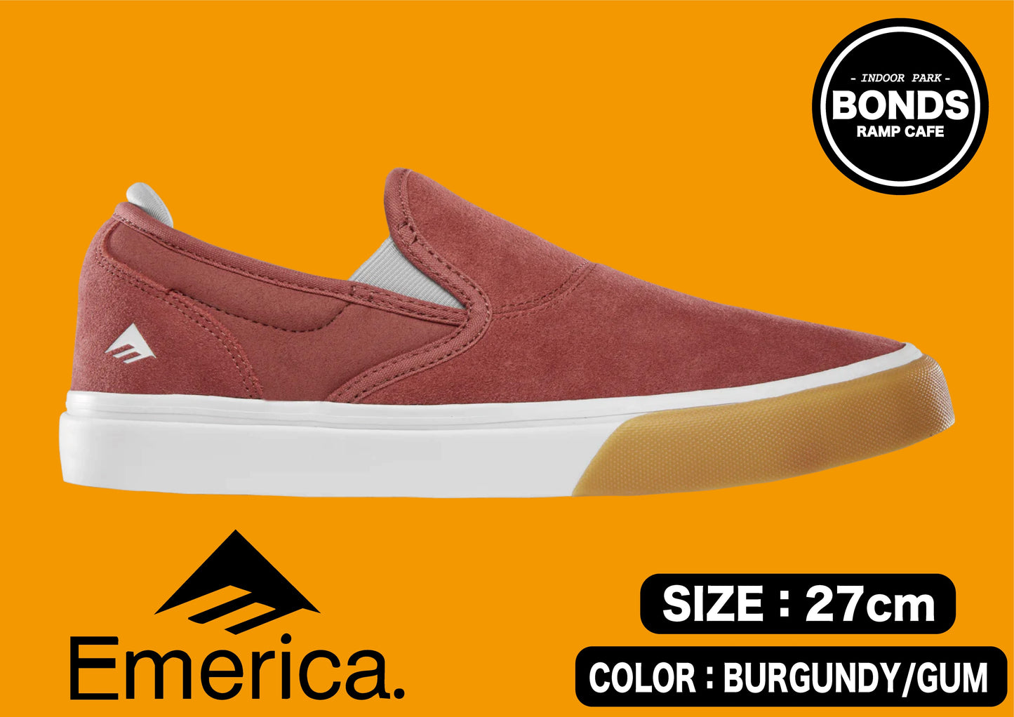 Emerica WINO G6 SLIP-ON BURGUNDY/GUM 27cm エメリカ スリッポン 正規代理店契約商品 ■