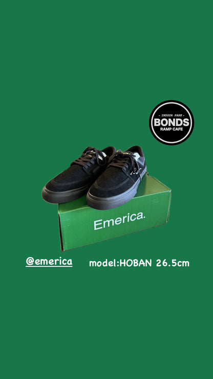 【即納】EMERICA HOBAN 26.5cm ブラック 黒 スケシュー BMX  スケートボード 衝撃吸収モデル エメリカ シューズ ★