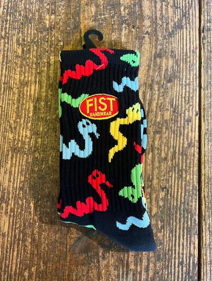 ★送料無料 BMX FIST HANDWEAR フィスト 靴下  ソックス FIST SNAKEY SOCK S-Mサイズ ブラック×カラフル 全国通販可能 ■