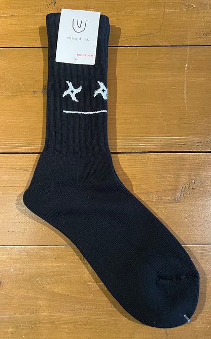 送料無料 スケートボード CHING＆CO. 手裏剣 BLACK SOCKS チンアンドコー スケボー 靴下 フリーサイズ 24.5～27.5㎝  スケーター ソックス ブラック アパレル 全国通販可能　◎